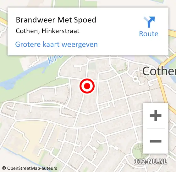 Locatie op kaart van de 112 melding: Brandweer Met Spoed Naar Cothen, Hinkerstraat op 3 december 2017 00:40