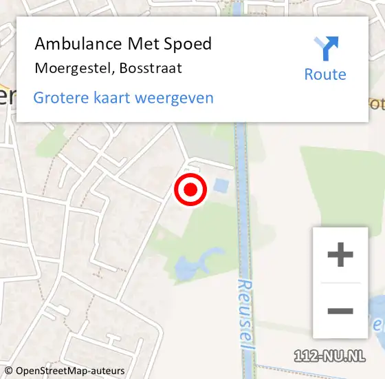 Locatie op kaart van de 112 melding: Ambulance Met Spoed Naar Moergestel, Bosstraat op 3 december 2017 01:13