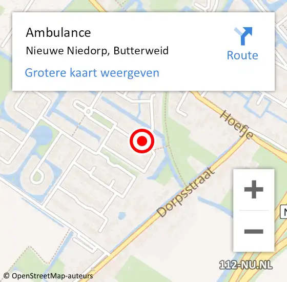 Locatie op kaart van de 112 melding: Ambulance Nieuwe Niedorp, Butterweid op 3 december 2017 01:34