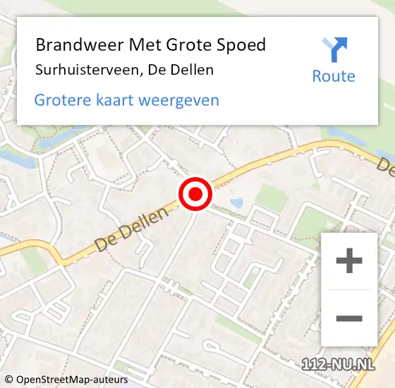 Locatie op kaart van de 112 melding: Brandweer Met Grote Spoed Naar Surhuisterveen, De Dellen op 3 december 2017 02:26