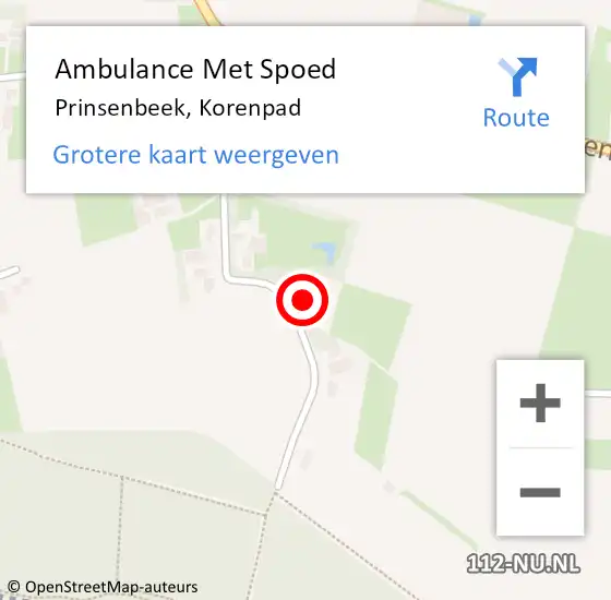 Locatie op kaart van de 112 melding: Ambulance Met Spoed Naar Prinsenbeek, Korenpad op 3 december 2017 04:03