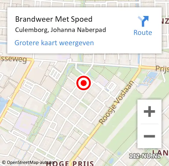 Locatie op kaart van de 112 melding: Brandweer Met Spoed Naar Culemborg, Johanna Naberpad op 3 december 2017 04:53