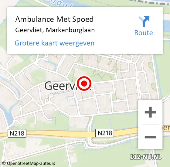 Locatie op kaart van de 112 melding: Ambulance Met Spoed Naar Geervliet, Markenburglaan op 3 december 2017 05:48