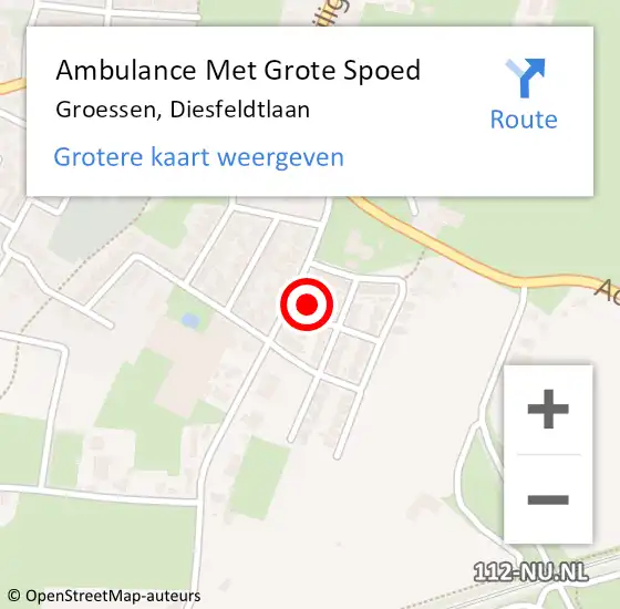 Locatie op kaart van de 112 melding: Ambulance Met Grote Spoed Naar Groessen, Diesfeldtlaan op 3 december 2017 07:14