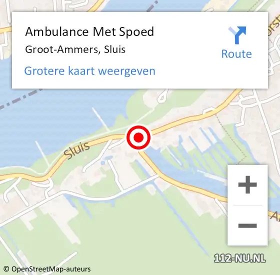 Locatie op kaart van de 112 melding: Ambulance Met Spoed Naar Groot-Ammers, Sluis op 3 december 2017 08:00
