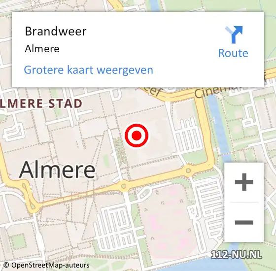 Locatie op kaart van de 112 melding: Brandweer Almere op 3 december 2017 08:32