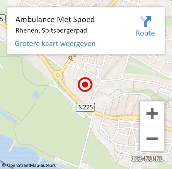 Locatie op kaart van de 112 melding: Ambulance Met Spoed Naar Rhenen, Spitsbergerpad op 3 december 2017 09:06