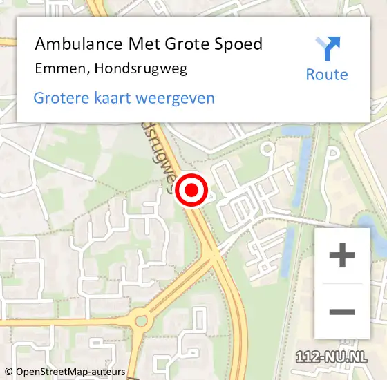 Locatie op kaart van de 112 melding: Ambulance Met Grote Spoed Naar Emmen, Hondsrugweg op 3 december 2017 09:14