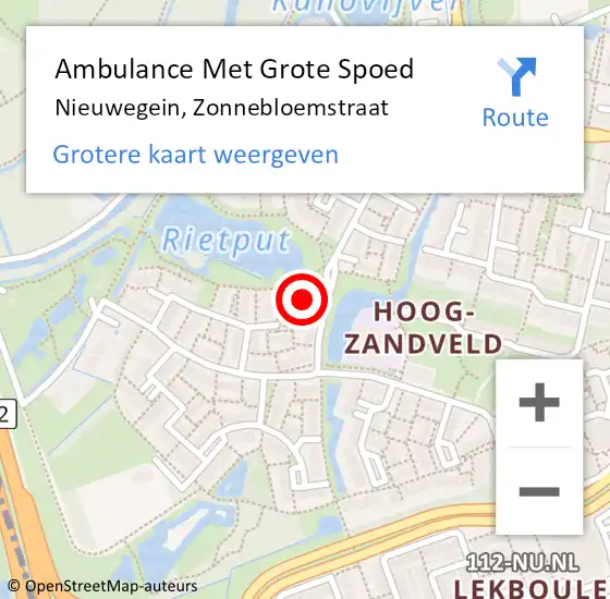 Locatie op kaart van de 112 melding: Ambulance Met Grote Spoed Naar Nieuwegein, Zonnebloemstraat op 3 december 2017 09:18