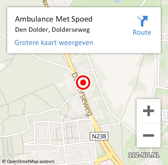 Locatie op kaart van de 112 melding: Ambulance Met Spoed Naar Den Dolder, Dolderseweg op 3 december 2017 09:48