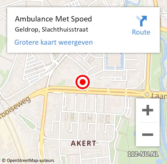 Locatie op kaart van de 112 melding: Ambulance Met Spoed Naar Geldrop, Slachthuisstraat op 3 december 2017 10:21