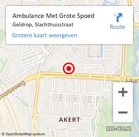 Locatie op kaart van de 112 melding: Ambulance Met Grote Spoed Naar Geldrop, Slachthuisstraat op 3 december 2017 10:22