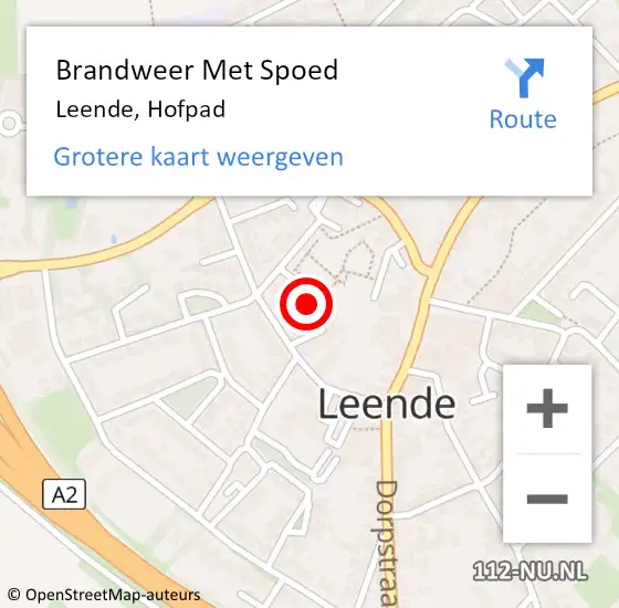 Locatie op kaart van de 112 melding: Brandweer Met Spoed Naar Leende, Hofpad op 3 december 2017 11:16