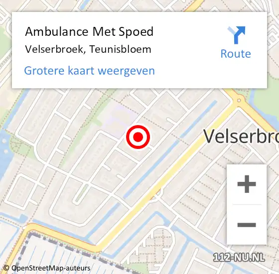 Locatie op kaart van de 112 melding: Ambulance Met Spoed Naar Velserbroek, Teunisbloem op 3 december 2017 11:33