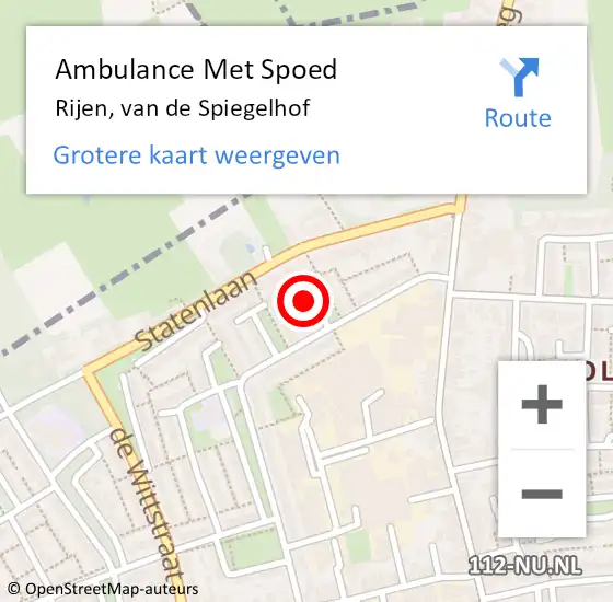 Locatie op kaart van de 112 melding: Ambulance Met Spoed Naar Rijen, van de Spiegelhof op 3 december 2017 12:15