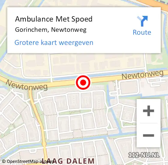 Locatie op kaart van de 112 melding: Ambulance Met Spoed Naar Gorinchem, Newtonweg op 3 december 2017 12:21