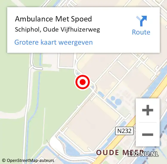 Locatie op kaart van de 112 melding: Ambulance Met Spoed Naar Schiphol, Oude Vijfhuizerweg op 3 december 2017 12:27