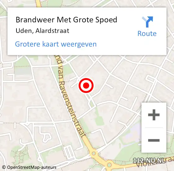 Locatie op kaart van de 112 melding: Brandweer Met Grote Spoed Naar Uden, Alardstraat op 3 december 2017 12:41