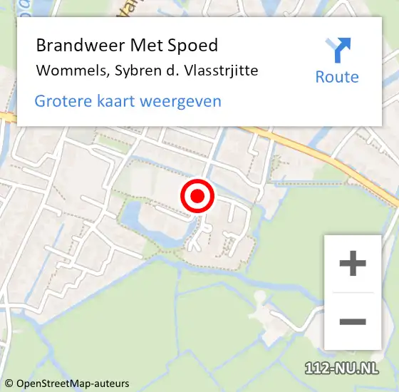 Locatie op kaart van de 112 melding: Brandweer Met Spoed Naar Wommels, Sybren d. Vlasstrjitte op 3 december 2017 12:43