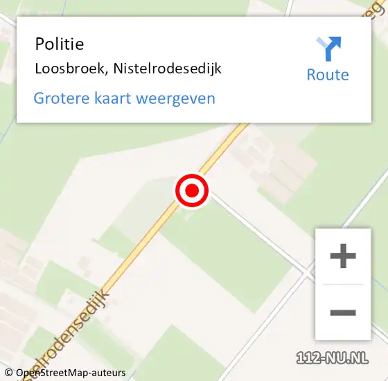 Locatie op kaart van de 112 melding: Politie Loosbroek, Nistelrodesedijk op 8 februari 2014 15:11