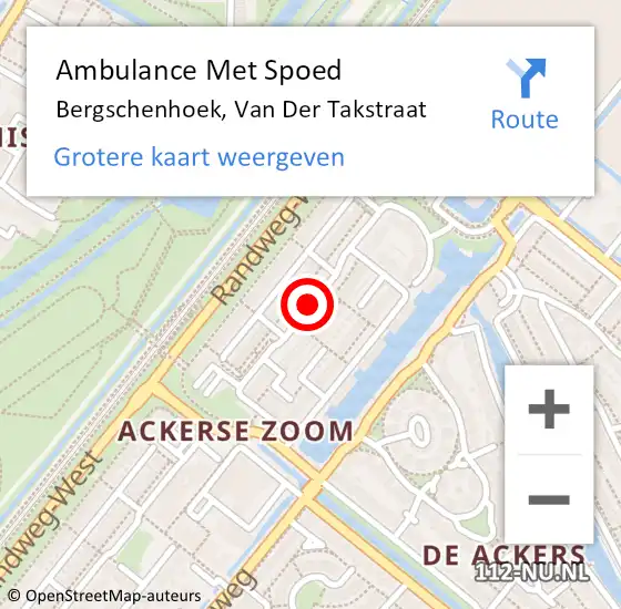 Locatie op kaart van de 112 melding: Ambulance Met Spoed Naar Bergschenhoek, Van Der Takstraat op 3 december 2017 13:06