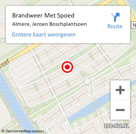 Locatie op kaart van de 112 melding: Brandweer Met Spoed Naar Almere, Jeroen Boschplantsoen op 3 december 2017 13:15