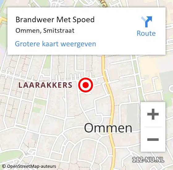 Locatie op kaart van de 112 melding: Brandweer Met Spoed Naar Ommen, Smitstraat op 3 december 2017 14:35