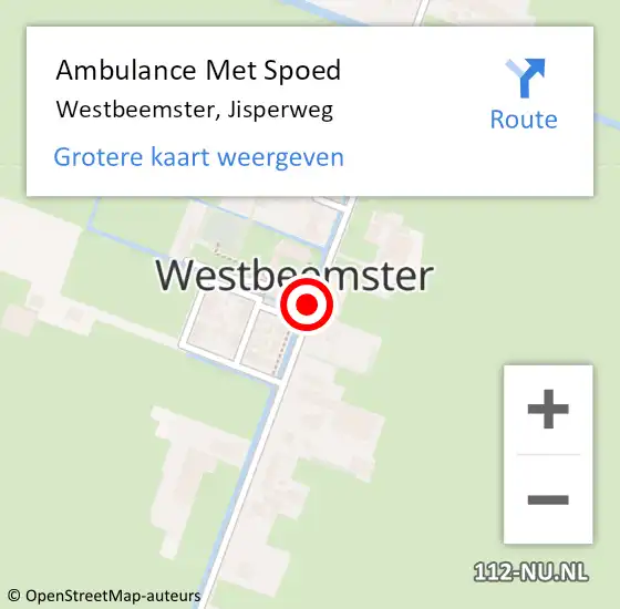 Locatie op kaart van de 112 melding: Ambulance Met Spoed Naar Westbeemster, Jisperweg op 3 december 2017 14:41