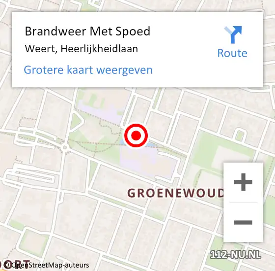 Locatie op kaart van de 112 melding: Brandweer Met Spoed Naar Weert, Heerlijkheidlaan op 3 december 2017 14:59