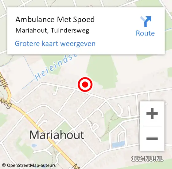 Locatie op kaart van de 112 melding: Ambulance Met Spoed Naar Mariahout, Tuindersweg op 3 december 2017 15:42