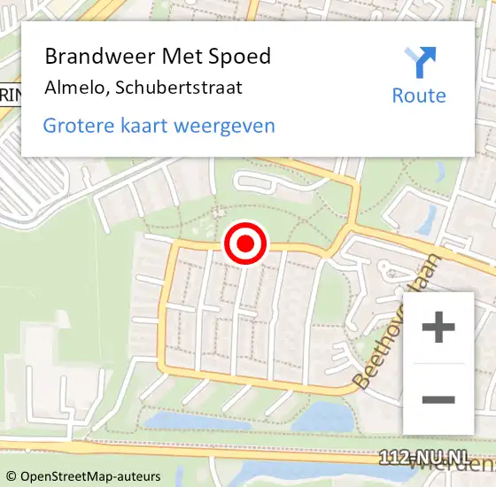 Locatie op kaart van de 112 melding: Brandweer Met Spoed Naar Almelo, Schubertstraat op 3 december 2017 15:45