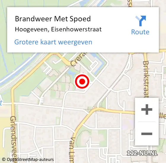 Locatie op kaart van de 112 melding: Brandweer Met Spoed Naar Hoogeveen, Eisenhowerstraat op 3 december 2017 15:57