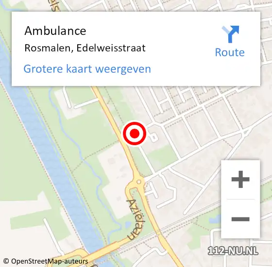 Locatie op kaart van de 112 melding: Ambulance Rosmalen, Edelweisstraat op 3 december 2017 16:16