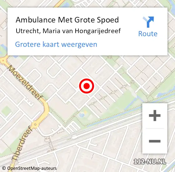 Locatie op kaart van de 112 melding: Ambulance Met Grote Spoed Naar Utrecht, Maria van Hongarijedreef op 3 december 2017 17:03