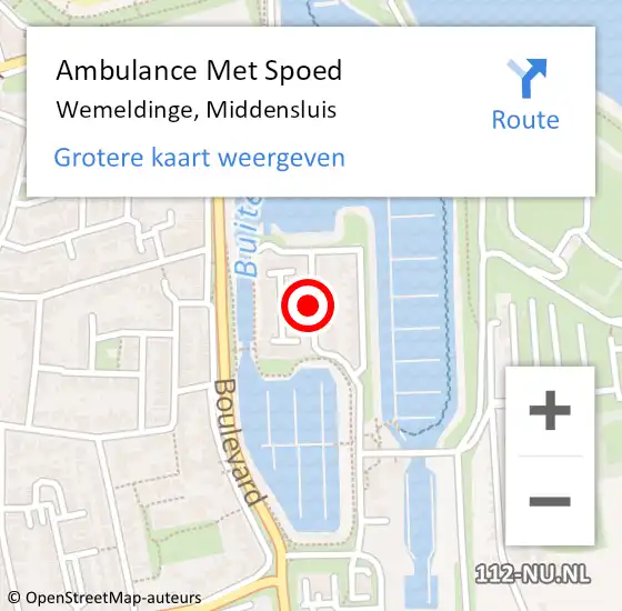 Locatie op kaart van de 112 melding: Ambulance Met Spoed Naar Wemeldinge, Middensluis op 3 december 2017 17:42