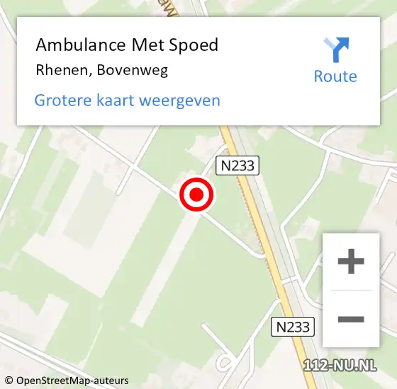 Locatie op kaart van de 112 melding: Ambulance Met Spoed Naar Rhenen, Bovenweg op 3 december 2017 18:06