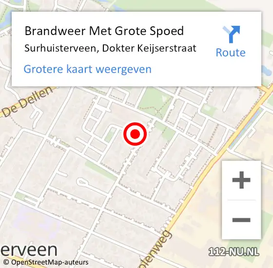 Locatie op kaart van de 112 melding: Brandweer Met Grote Spoed Naar Surhuisterveen, Dokter Keijserstraat op 3 december 2017 18:15