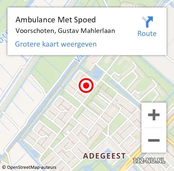 Locatie op kaart van de 112 melding: Ambulance Met Spoed Naar Voorschoten, Gustav Mahlerlaan op 3 december 2017 18:21