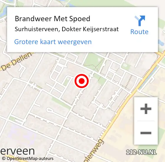 Locatie op kaart van de 112 melding: Brandweer Met Spoed Naar Surhuisterveen, Dokter Keijserstraat op 3 december 2017 18:28