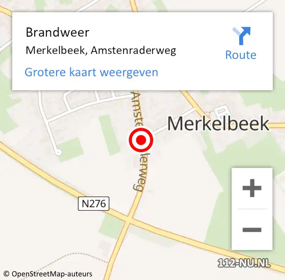 Locatie op kaart van de 112 melding: Brandweer Merkelbeek, Amstenraderweg op 8 februari 2014 15:46