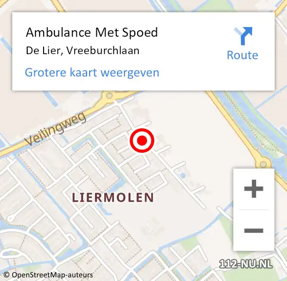 Locatie op kaart van de 112 melding: Ambulance Met Spoed Naar De Lier, Vreeburchlaan op 3 december 2017 18:55