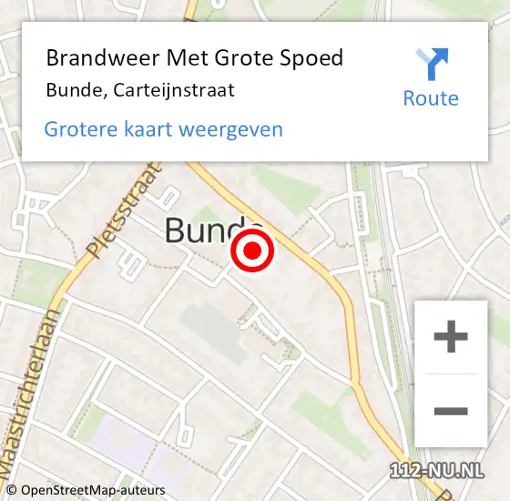 Locatie op kaart van de 112 melding: Brandweer Met Grote Spoed Naar Bunde, Carteijnstraat op 3 december 2017 18:55