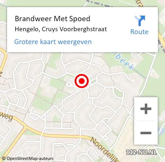 Locatie op kaart van de 112 melding: Brandweer Met Spoed Naar Hengelo, Cruys Voorberghstraat op 3 december 2017 20:05