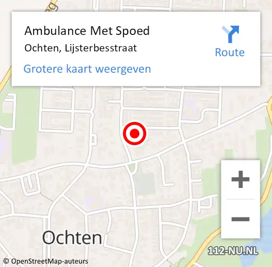 Locatie op kaart van de 112 melding: Ambulance Met Spoed Naar Ochten, Lijsterbesstraat op 3 december 2017 20:56