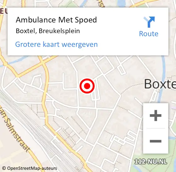 Locatie op kaart van de 112 melding: Ambulance Met Spoed Naar Boxtel, Breukelsplein op 3 december 2017 21:36