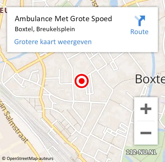 Locatie op kaart van de 112 melding: Ambulance Met Grote Spoed Naar Boxtel, Breukelsplein op 3 december 2017 21:37