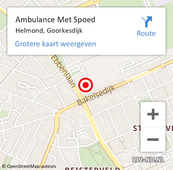 Locatie op kaart van de 112 melding: Ambulance Met Spoed Naar Helmond, Goorkesdijk op 3 december 2017 21:54