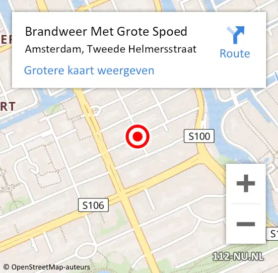 Locatie op kaart van de 112 melding: Brandweer Met Grote Spoed Naar Amsterdam, Tweede Helmersstraat op 3 december 2017 22:42