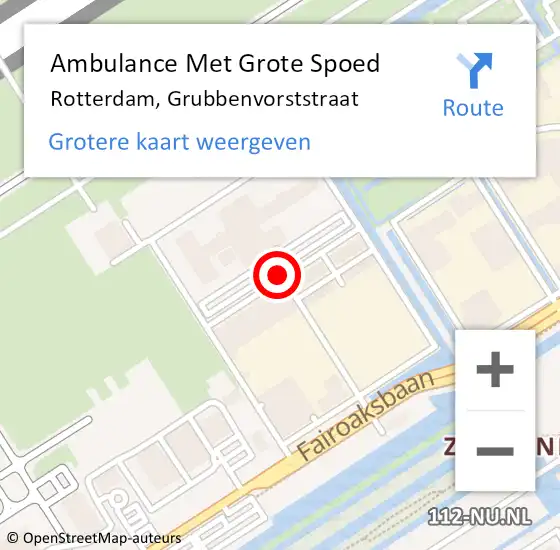 Locatie op kaart van de 112 melding: Ambulance Met Grote Spoed Naar Rotterdam, Grubbenvorststraat op 3 december 2017 22:47