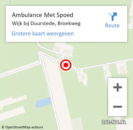 Locatie op kaart van de 112 melding: Ambulance Met Spoed Naar Wijk bij Duurstede, Broekweg op 3 december 2017 22:56